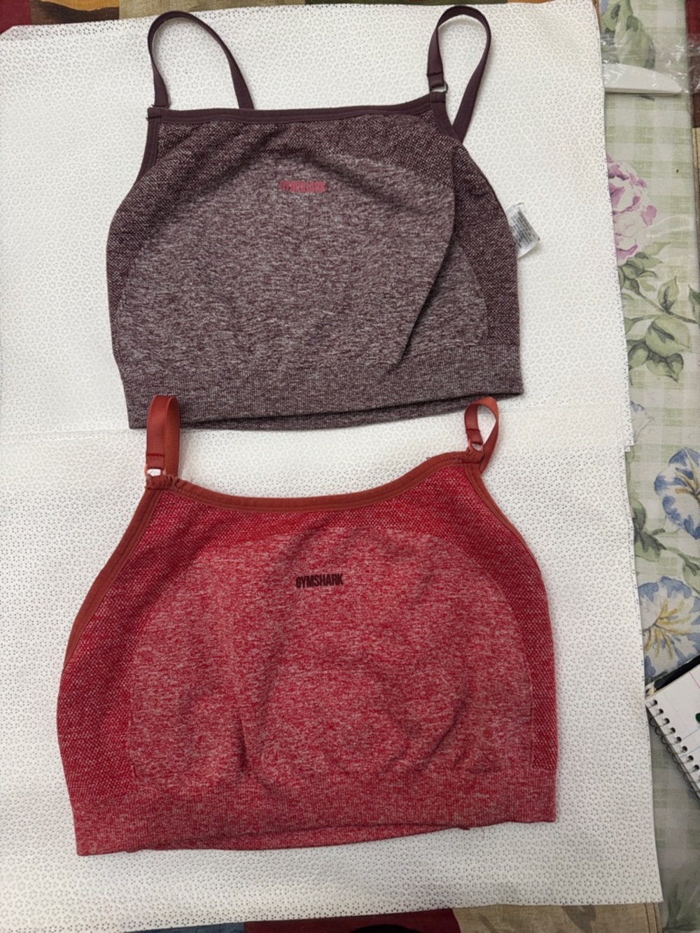 Gymshark Red and Maroon Seamless Crop Tops - 2-Pack Sizes M ,S good condition